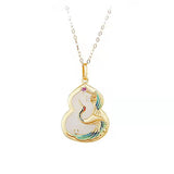 Natural Hetian Jade Gourd Necklace Chinese Ladies Pendant Heavy Feeling Ancient