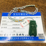 Natural Green Jade Cicada Pendant with Beads Chain Sweater Chain