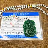 Green Jade Dragon Phoenix Pendant Chain Sweater Necklace