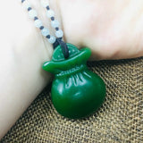 Green Jade Good Luck Blessing Pendant with Chain - Sweater Chain