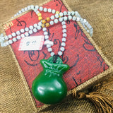 Green Jade Good Luck Blessing Pendant with Chain - Sweater Chain
