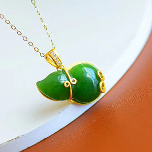 Green Chalcedony Gourd Pendant Necklace