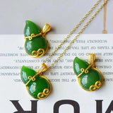 Green Chalcedony Gourd Pendant Necklace
