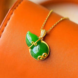 Green Chalcedony Gourd Pendant Necklace
