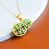 Green Chalcedony Gourd Pendant Necklace