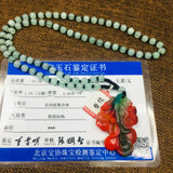Multicolor Stone Orchid Pendant with Green Bead Chain