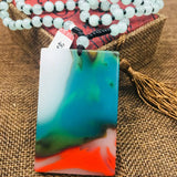Colorful Stone Pendant with Light Green Bead Chain