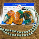 Colorful Scallop Plum Pendant with Green Bead Chain