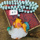 Yellow Baby Goldfish Pendant with Green Bead Chain