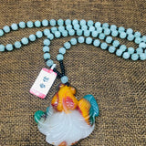 Yellow Baby Goldfish Pendant with Green Bead Chain