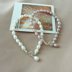 Cultured Freshwater Pearl Wild Bracelet 925 Sterling Silver Purple 4-6MM