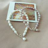 Cultured Freshwater Pearl Wild Bracelet 925 Sterling Silver Purple 4-6MM
