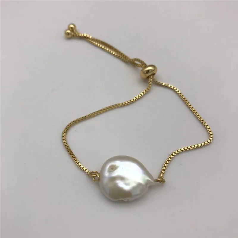 Freshwater 13-14MM Twisted Buckle Pearl Bracelet