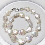 12x16mm Reborn Keshi Pearl Necklace 925 Sterling Silver Clasp