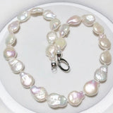 12x16mm Reborn Keshi Pearl Necklace 925 Sterling Silver Clasp