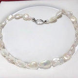 12x16mm Reborn Keshi Pearl Necklace 925 Sterling Silver Clasp