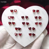 Natural Garnet Ear Studs Lady Charm 925 Silver Compact Fashionable