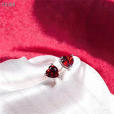 Natural Garnet Ear Studs Lady Charm 925 Silver Compact Fashionable