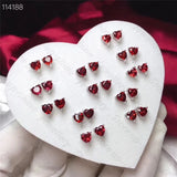 Natural Garnet Ear Studs Lady Charm 925 Silver Compact Fashionable