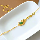Natural Green Hetian Chalcedony Frog Ingot Bracelet