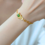Natural Green Hetian Chalcedony Frog Ingot Bracelet