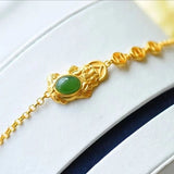 Natural Green Hetian Chalcedony Frog Ingot Bracelet