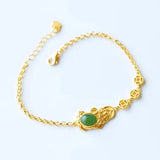 Natural Green Hetian Chalcedony Frog Ingot Bracelet