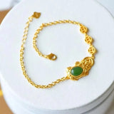 Natural Green Hetian Chalcedony Frog Ingot Bracelet