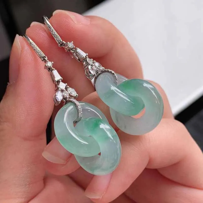 Chrysoprase Interlocking Earrings Silver Jewelry