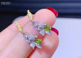 Natural Peridot Earrings 925 Silver Two-Color Plating Small Fresh
