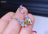 Natural Peridot Earrings 925 Silver Two-Color Plating Small Fresh