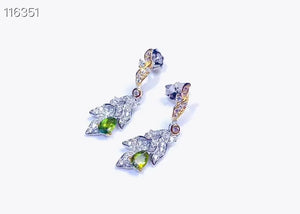 Natural Peridot Earrings 925 Silver Two-Color Plating Small Fresh
