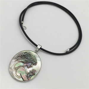 Natural Shell Pendant Necklace 35X50 MM 18 Inches