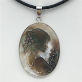 Natural Shell Pendant Necklace 35X50 MM 18 Inches
