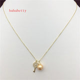 Shell Pearl Key Necklace 16 Inches