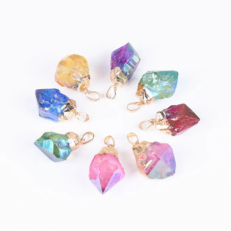 Natural Crystal Column Plating Pendant Sweater Chain Accessories