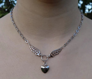 Angel Wing Pendant Necklace Stainless Steel