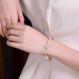 Natural Hetian Chalcedony Bracelet Chinese Retro Craft Women's Jewelry
