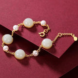 Natural Hetian Chalcedony Bracelet Chinese Retro Craft Women's Jewelry
