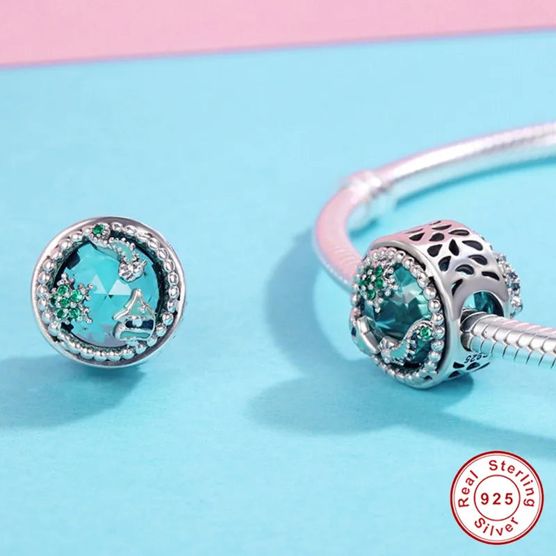 Ocean Charm Fish Seahorse Beads 925 Sterling Silver Pendant