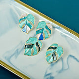 Oil Dripping Lucky Leaf Earrings - East Gate Plant Leaf Design