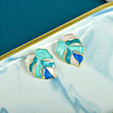 Oil Dripping Lucky Leaf Earrings - East Gate Plant Leaf Design