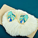 Oil Dripping Lucky Leaf Earrings - East Gate Plant Leaf Design