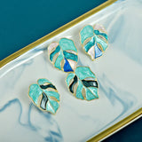 Oil Dripping Lucky Leaf Earrings - East Gate Plant Leaf Design