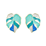 Oil Dripping Lucky Leaf Earrings - East Gate Plant Leaf Design