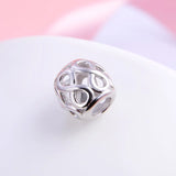 925 Sterling Silver Bracelet with Crown Bead, Hearts and Infinity Charms