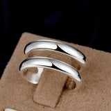 925 Silver Double Line Bangles Rings Set Women Party Wedding
