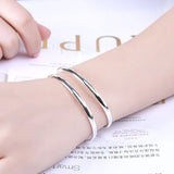 925 Silver Double Line Bangles Rings Set Women Party Wedding