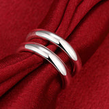 925 Silver Double Line Bangles Rings Set Women Party Wedding