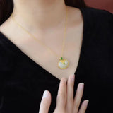 Silver Hetian Jade Ruyi Pendant for Women, Mother Memorial